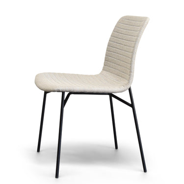 Ella Modern Dining Chair with Matte Black Steel Legs for Kitchen, Living Room and Dining Room (Set of 2, Beige Upholstered Seat) Dining Chair Gingko